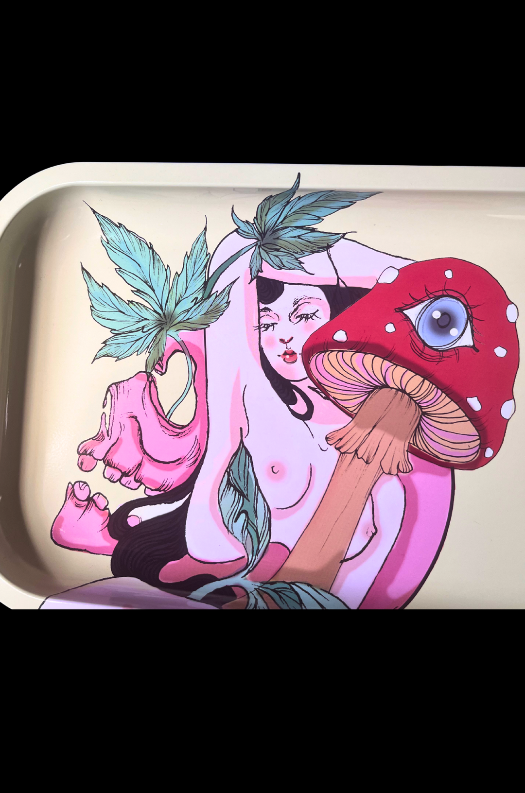 Mushroom Maiden Rolling Tray (Large) 10.5 x 7 inch