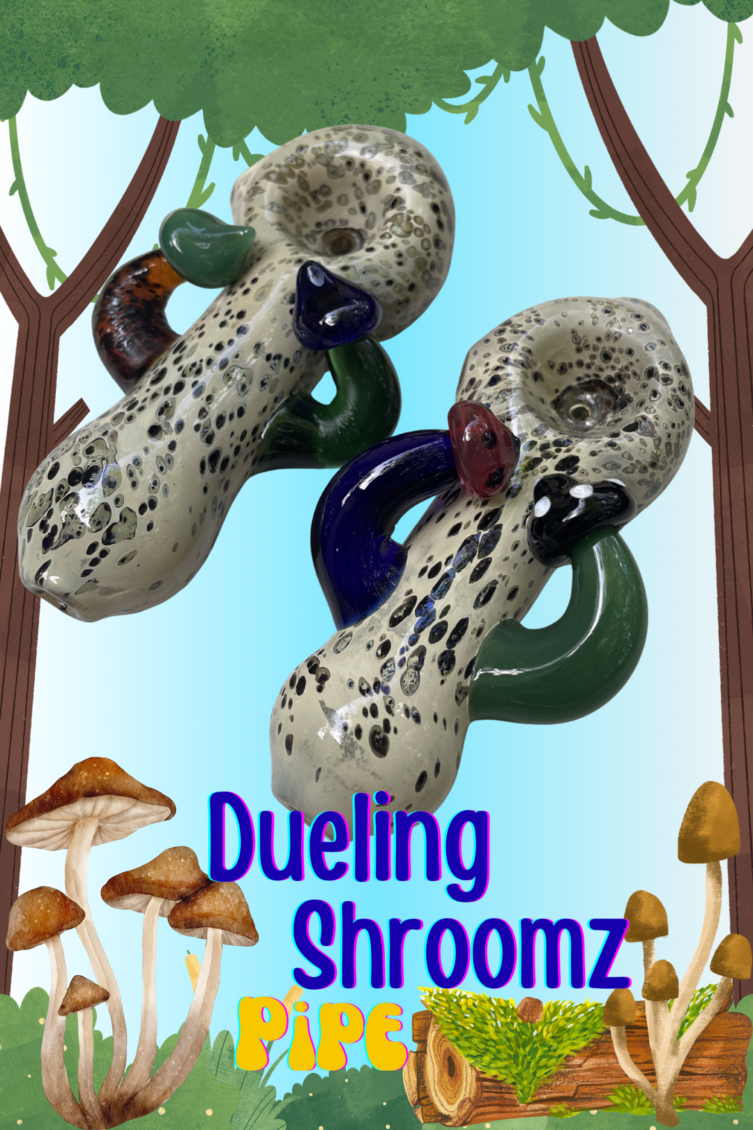 Dueling Shrooms Glass