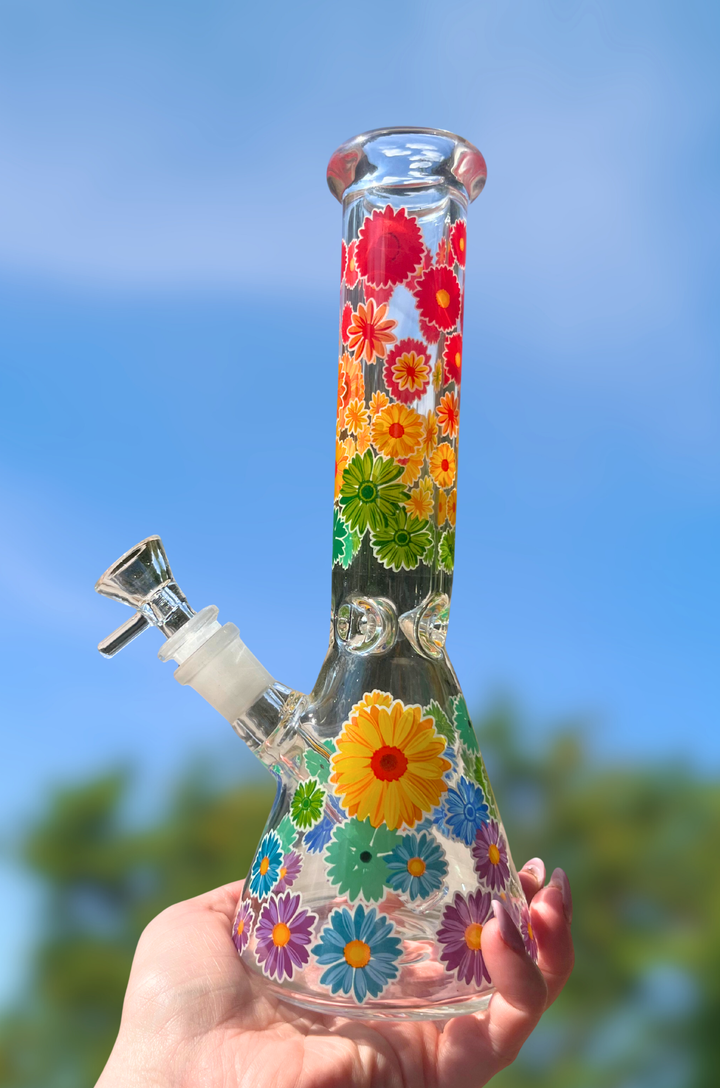 multi color flower bong for smoking