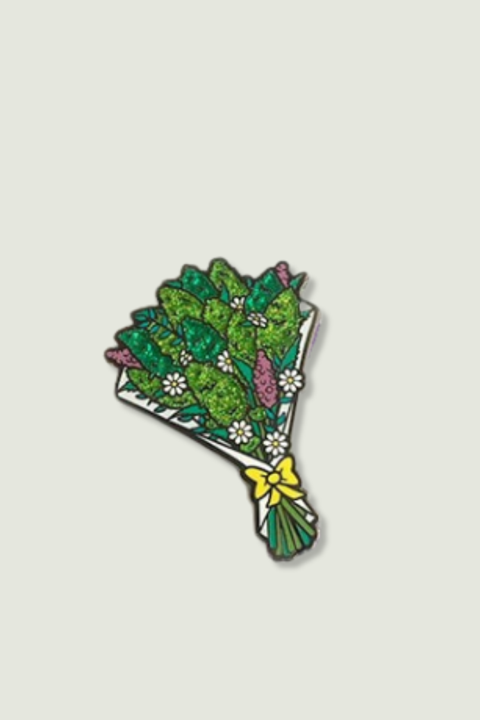 weed bouquet pin