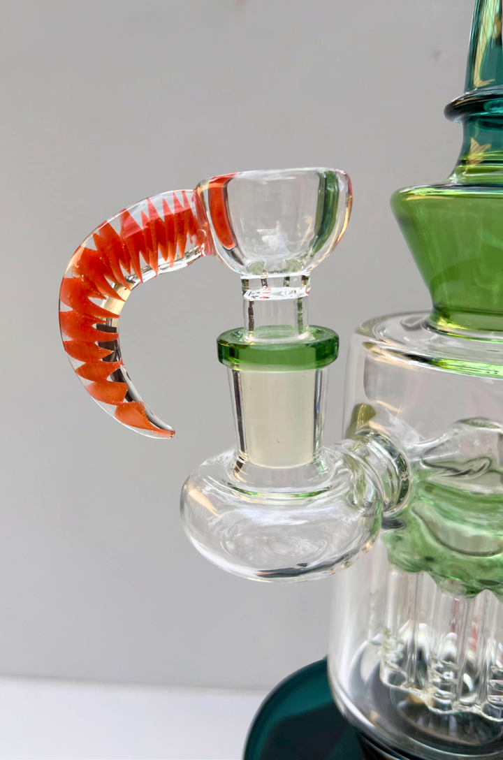 Horn Handle Heady Bowl – 14mm | Handblown Color Accent Slide